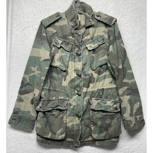 Free People Womens Size S Green Camo Not Your Brothers Military Surplus Jacket